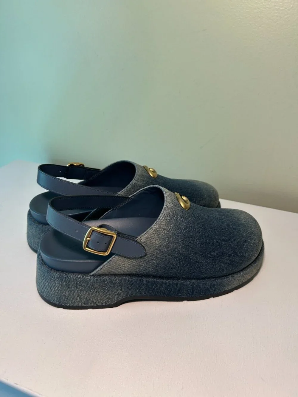 Coach Women's Sculpted C Platform Clog In Loved Denim